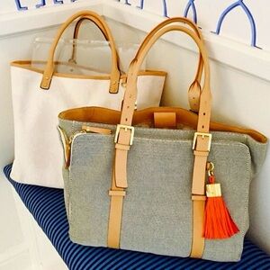 India Hicks Stylish Tan/Gray Hand Bag